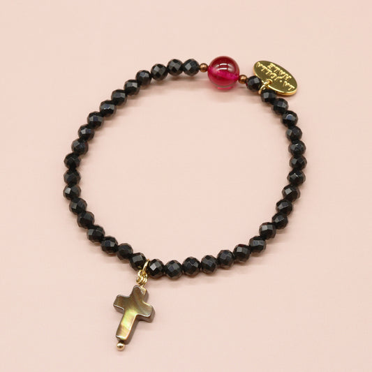 【Flames of Crimson】ルビー×人工ルビー×ラベンダーアメシスト×カオリン ブレスレット