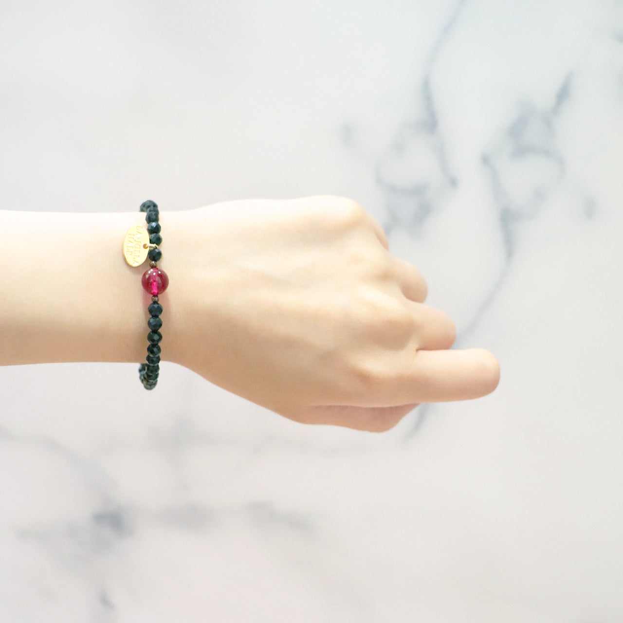 【Flames of Crimson】ルビー×人工ルビー×ラベンダーアメシスト×カオリン ブレスレット