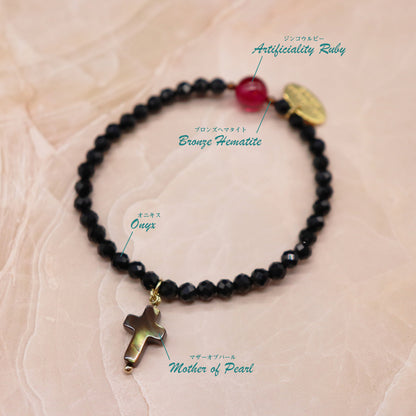 【Flames of Crimson】ルビー×人工ルビー×ラベンダーアメシスト×カオリン ブレスレット