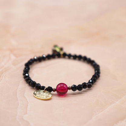 【Flames of Crimson】ルビー×人工ルビー×ラベンダーアメシスト×カオリン ブレスレット