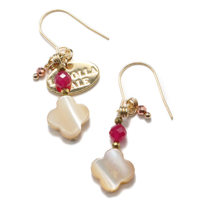 【Flames of Crimson】人工ルビー×マザーオブパール ピアス