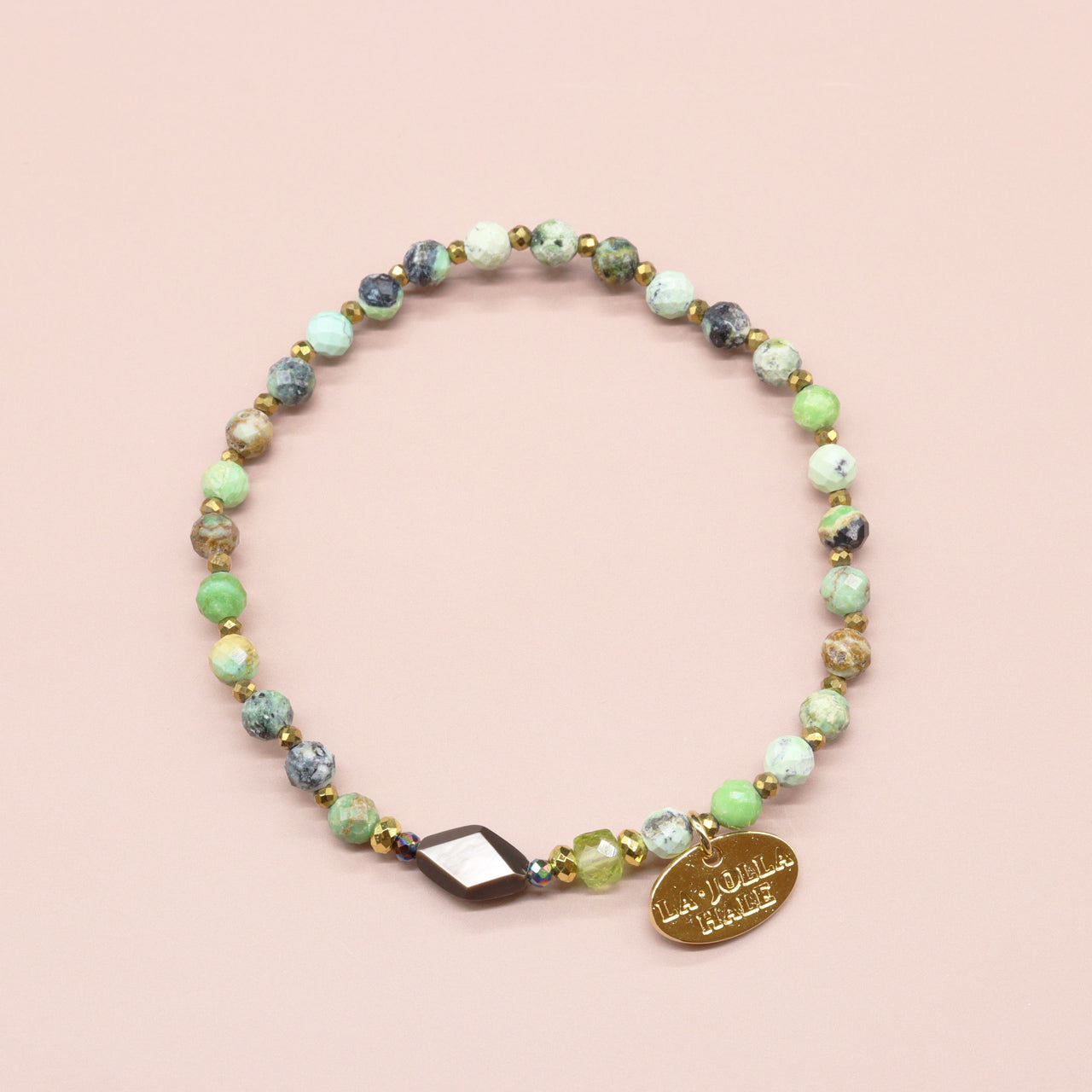 【Green Light Sunshine】ペリドット×バリサイト×ブラックシェル ブレスレット