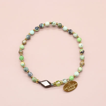 【Green Light Sunshine】ペリドット×バリサイト×ブラックシェル ブレスレット