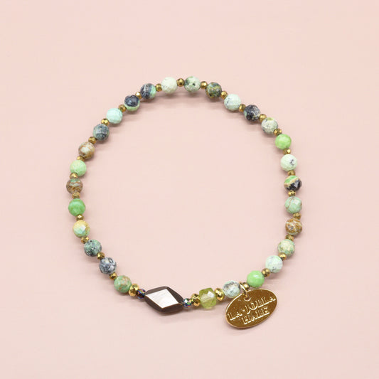 【Green Light Sunshine】ペリドット×バリサイト×ブラックシェル ブレスレット