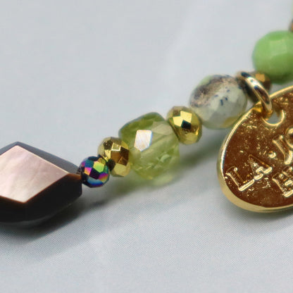 【Green Light Sunshine】ペリドット×バリサイト×ブラックシェル ブレスレット