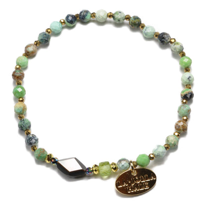 【Green Light Sunshine】ペリドット×バリサイト×ブラックシェル ブレスレット
