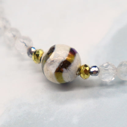 【Green Light Sunshine】水紋天珠×ペリドット×オニキス×水晶 ブレスレット