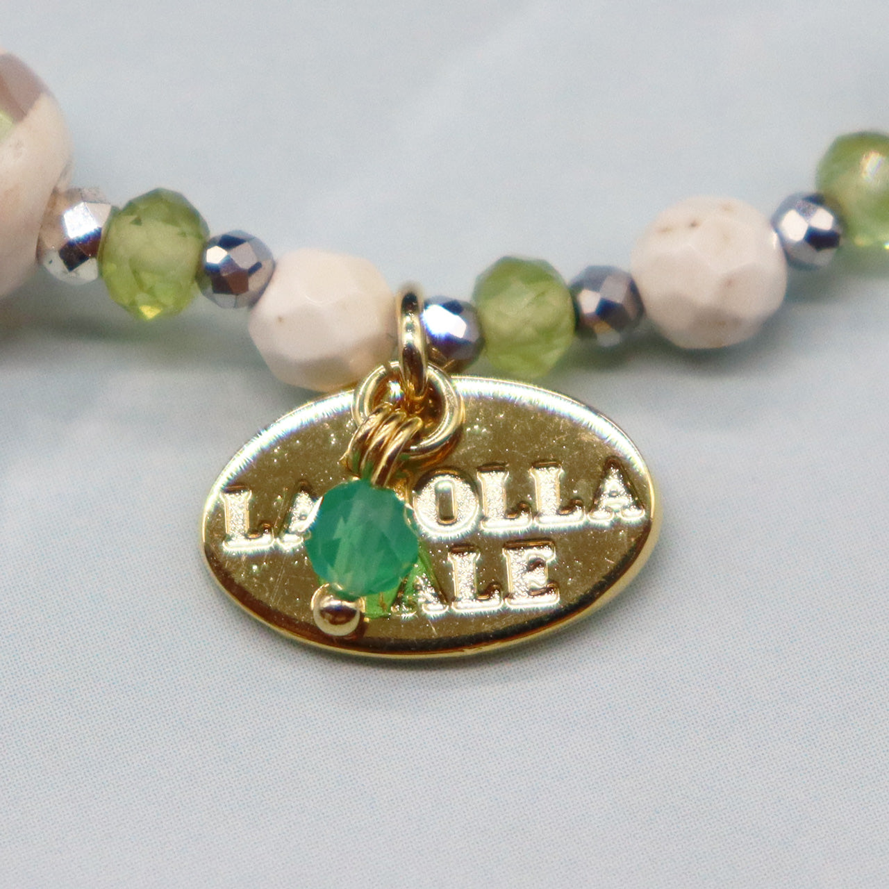 【Green Light Sunshine】水紋天珠×ペリドット×マグネサイト ブレスレット