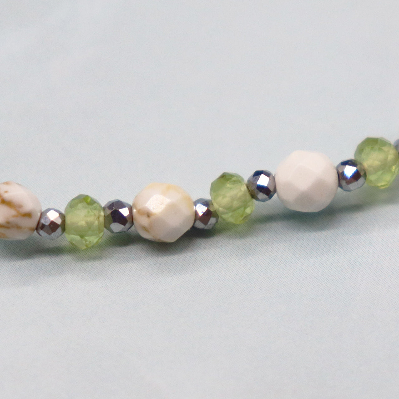 【Green Light Sunshine】水紋天珠×ペリドット×マグネサイト ブレスレット