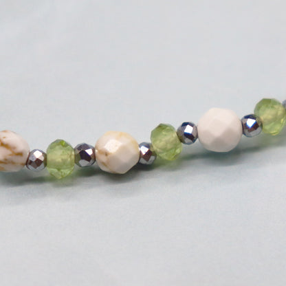 【Green Light Sunshine】水紋天珠×ペリドット×マグネサイト ブレスレット