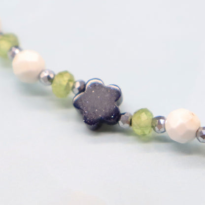 【Green Light Sunshine】水紋天珠×ペリドット×マグネサイト ブレスレット