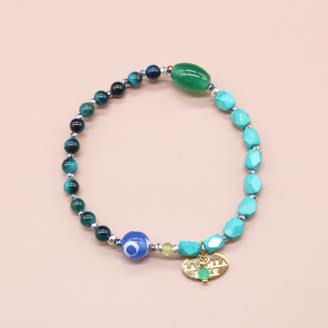 【Green Light Sunshine】三眼天珠×ペリドット×グリーンアゲート ブレスレット