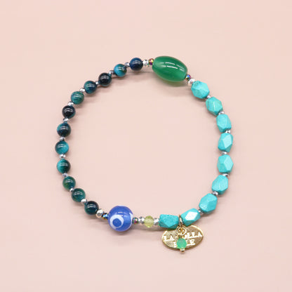 【Green Light Sunshine】三眼天珠×ペリドット×グリーンアゲート ブレスレット