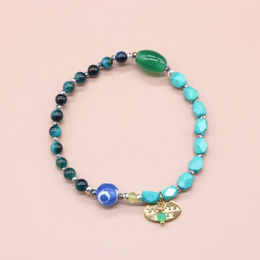 【Green Light Sunshine】三眼天珠×ペリドット×グリーンアゲート ブレスレット