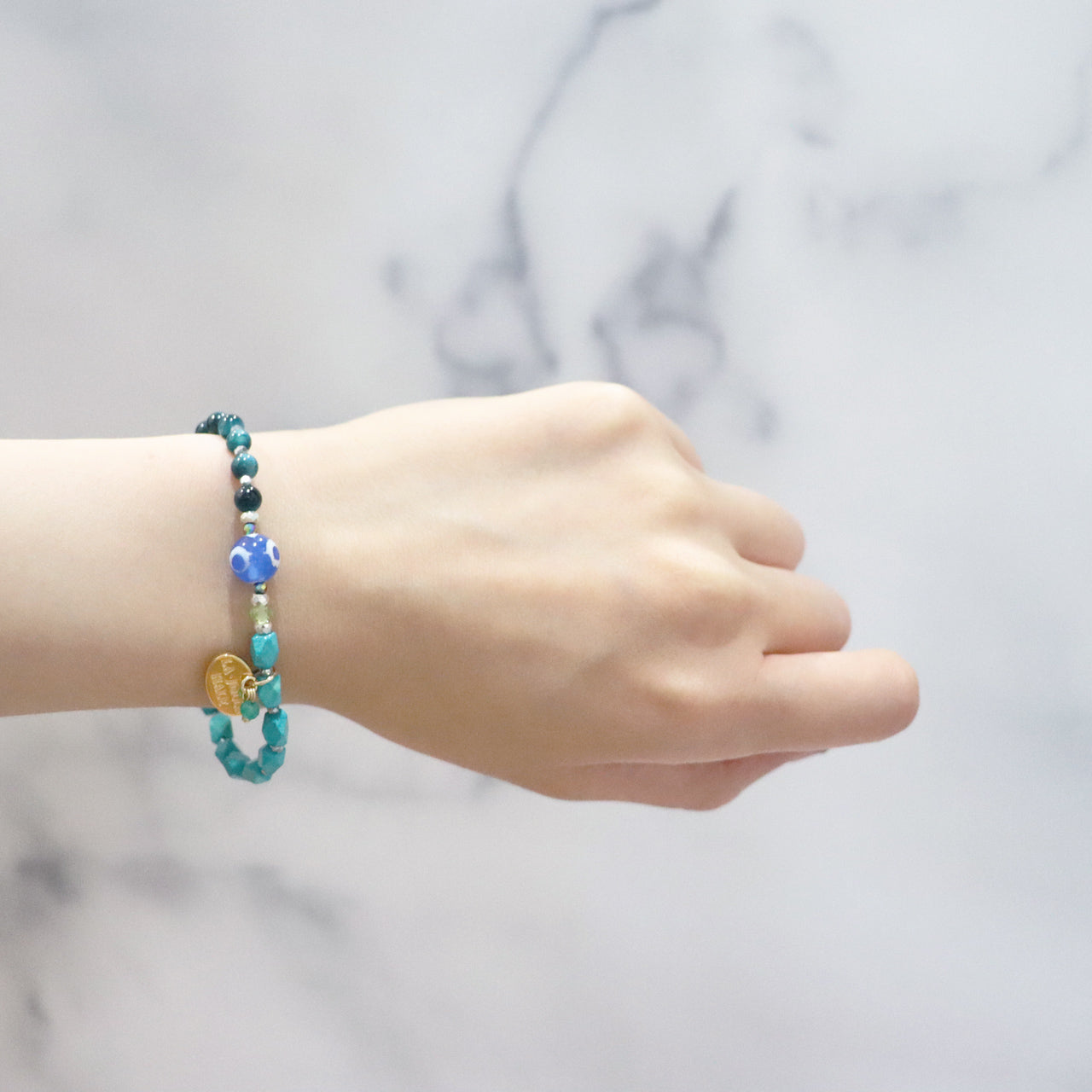 【Green Light Sunshine】三眼天珠×ペリドット×グリーンアゲート ブレスレット