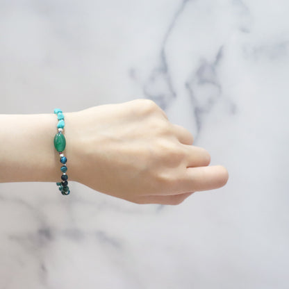 【Green Light Sunshine】三眼天珠×ペリドット×グリーンアゲート ブレスレット