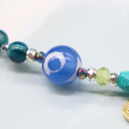 【Green Light Sunshine】三眼天珠×ペリドット×グリーンアゲート ブレスレット