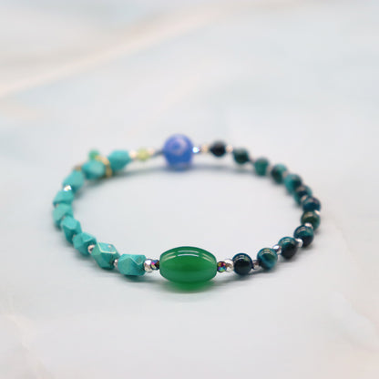 【Green Light Sunshine】三眼天珠×ペリドット×グリーンアゲート ブレスレット