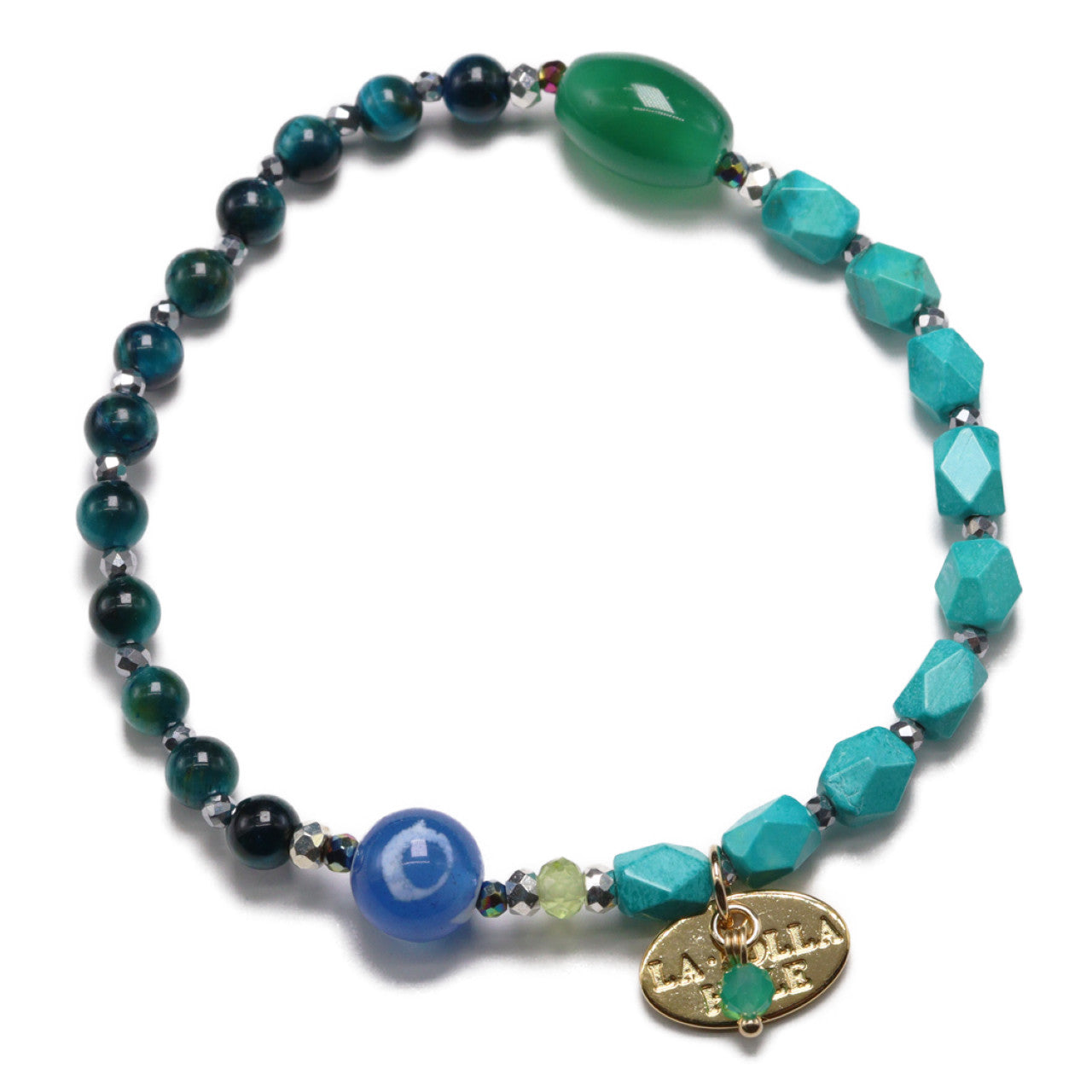 【Green Light Sunshine】三眼天珠×ペリドット×グリーンアゲート ブレスレット