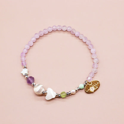 【Green Light Sunshine】水紋天珠×ペリドット×ラベンダーアメシスト×マザーオブパール ブレスレット