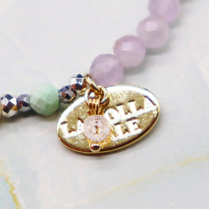 【Green Light Sunshine】水紋天珠×ペリドット×ラベンダーアメシスト×マザーオブパール ブレスレット