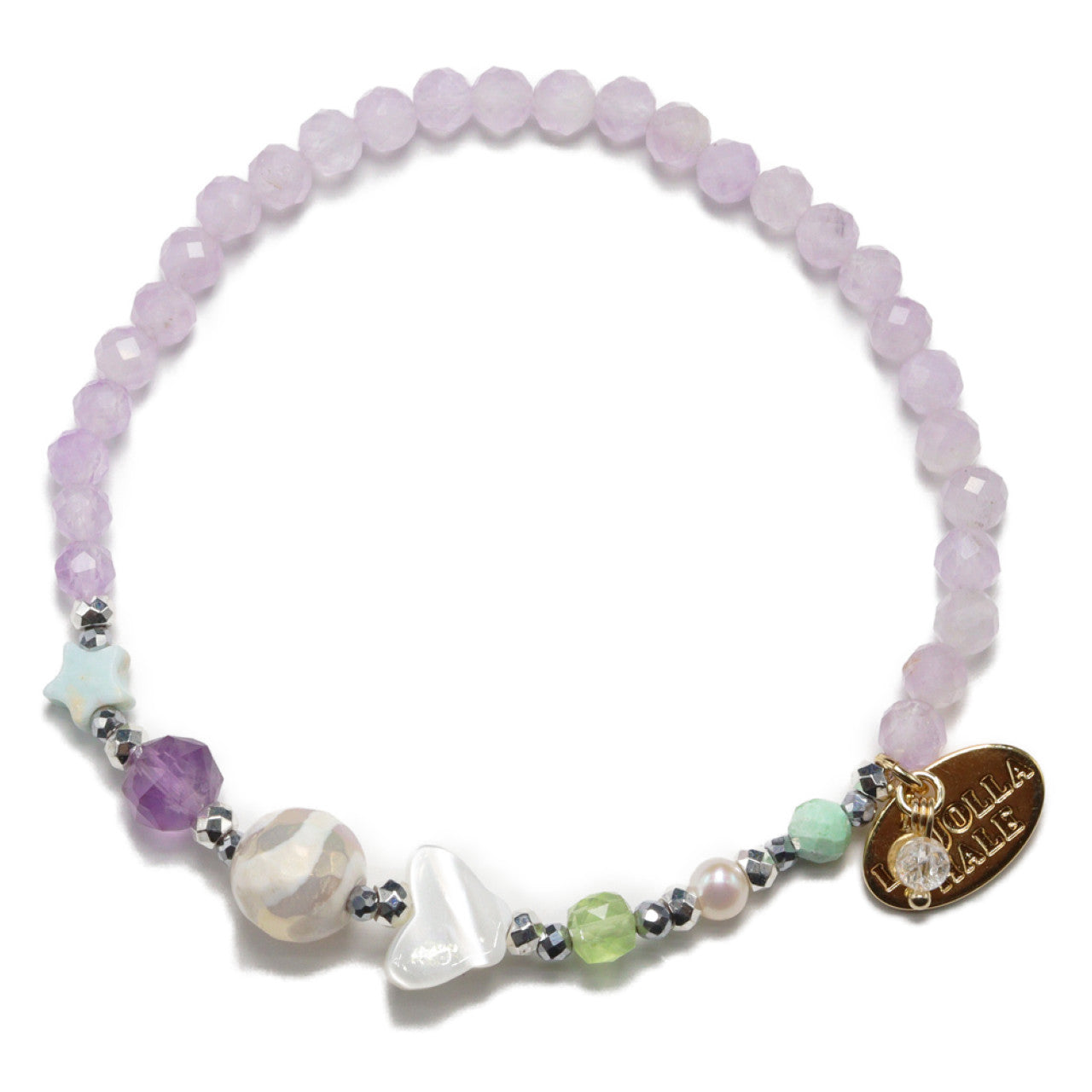 【Green Light Sunshine】水紋天珠×ペリドット×ラベンダーアメシスト×マザーオブパール ブレスレット