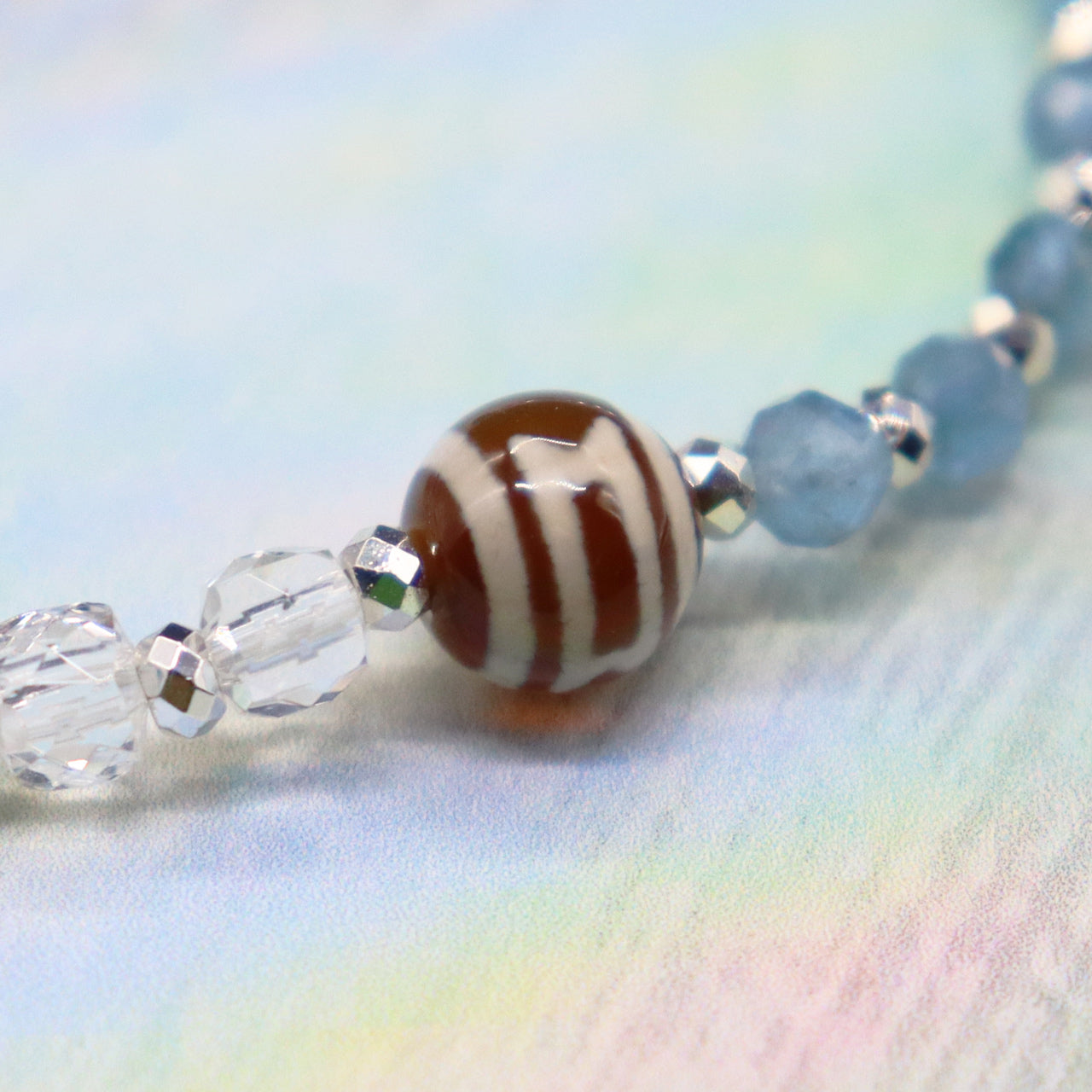 【ONLINE SHOP限定】【CLEAN UP】天地天珠×アクアマリン×アコヤパール×クリソコラ ブレスレット