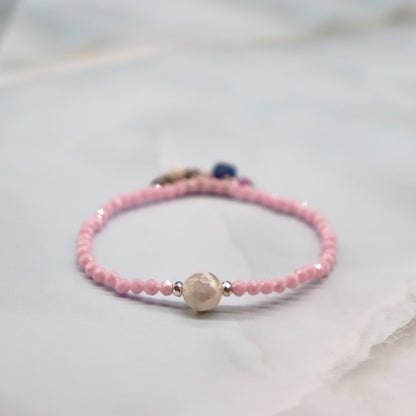 【Starry Sky Fragment】亀甲天珠×ラピスラズリ×ジルコニア×マグネサイト ブレスレット