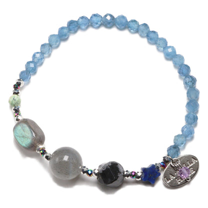 【Starry Sky Fragment】ラピスラズリ×アクアマリン×ラブラドライト ブレスレット