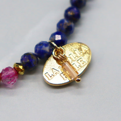 【Starry Sky Fragment】ラピスラズリ×ラブラドライト×ブラックシェル×ピンクトパーズ ブレスレット