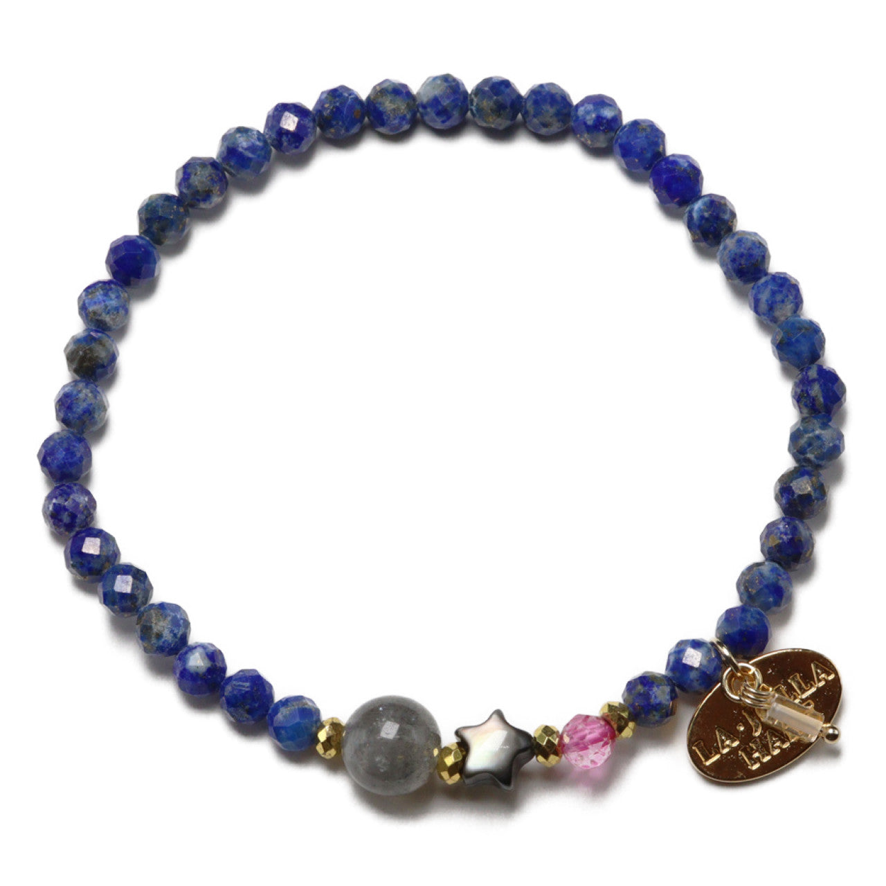 【Starry Sky Fragment】ラピスラズリ×ラブラドライト×ブラックシェル×ピンクトパーズ ブレスレット