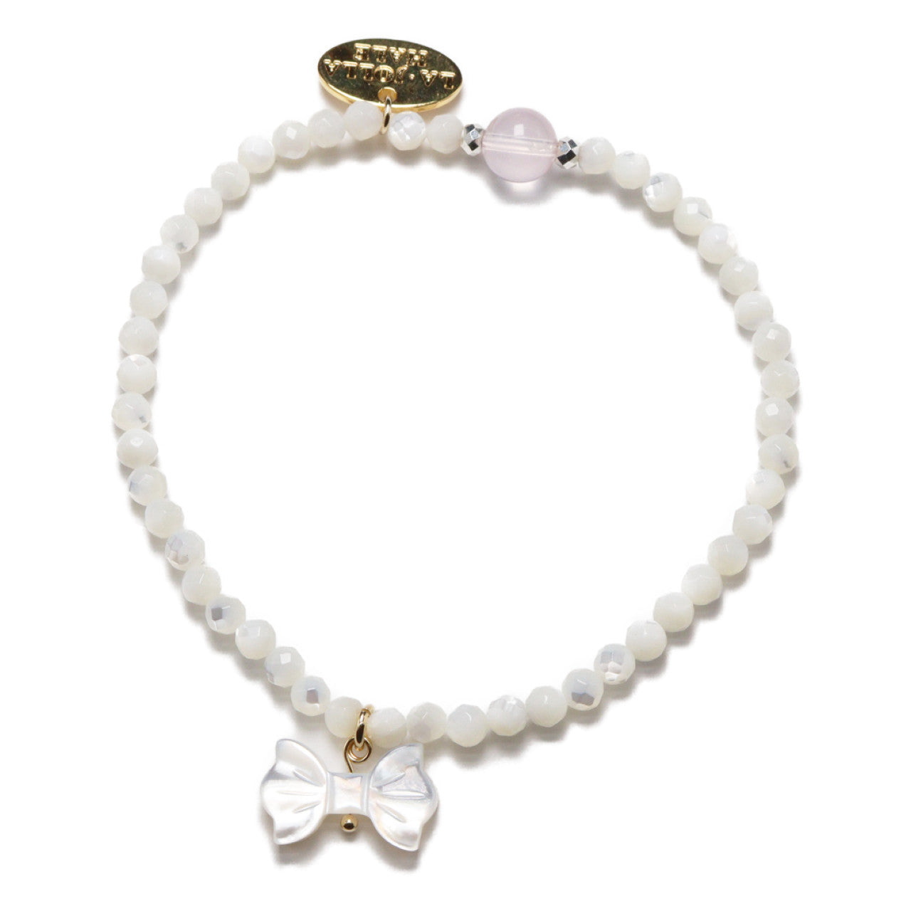【Blooming Pink Roses】ローズクォーツ×マザーオブパール×ホワイトシェル ブレスレット