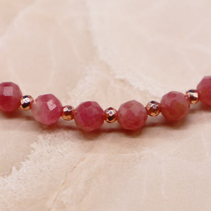 【Blooming Pink Roses】ローズクォーツ×ロードナイト×マザーオブパール ブレスレット