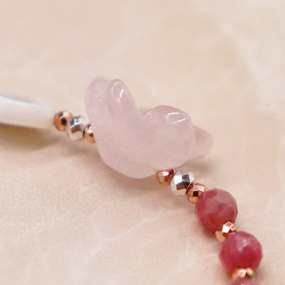 【Blooming Pink Roses】ローズクォーツ×ロードナイト×マザーオブパール ブレスレット