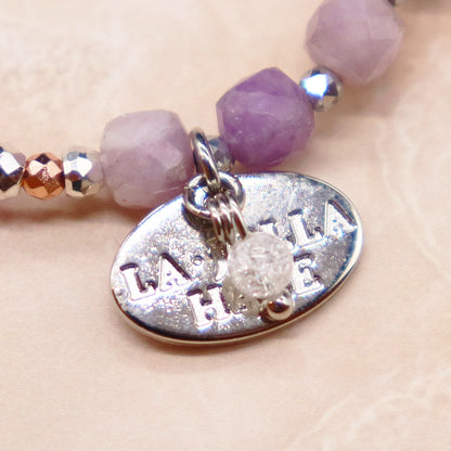 【Blooming Pink Roses】水紋天珠×ローズクォーツ×レピドライト ブレスレット