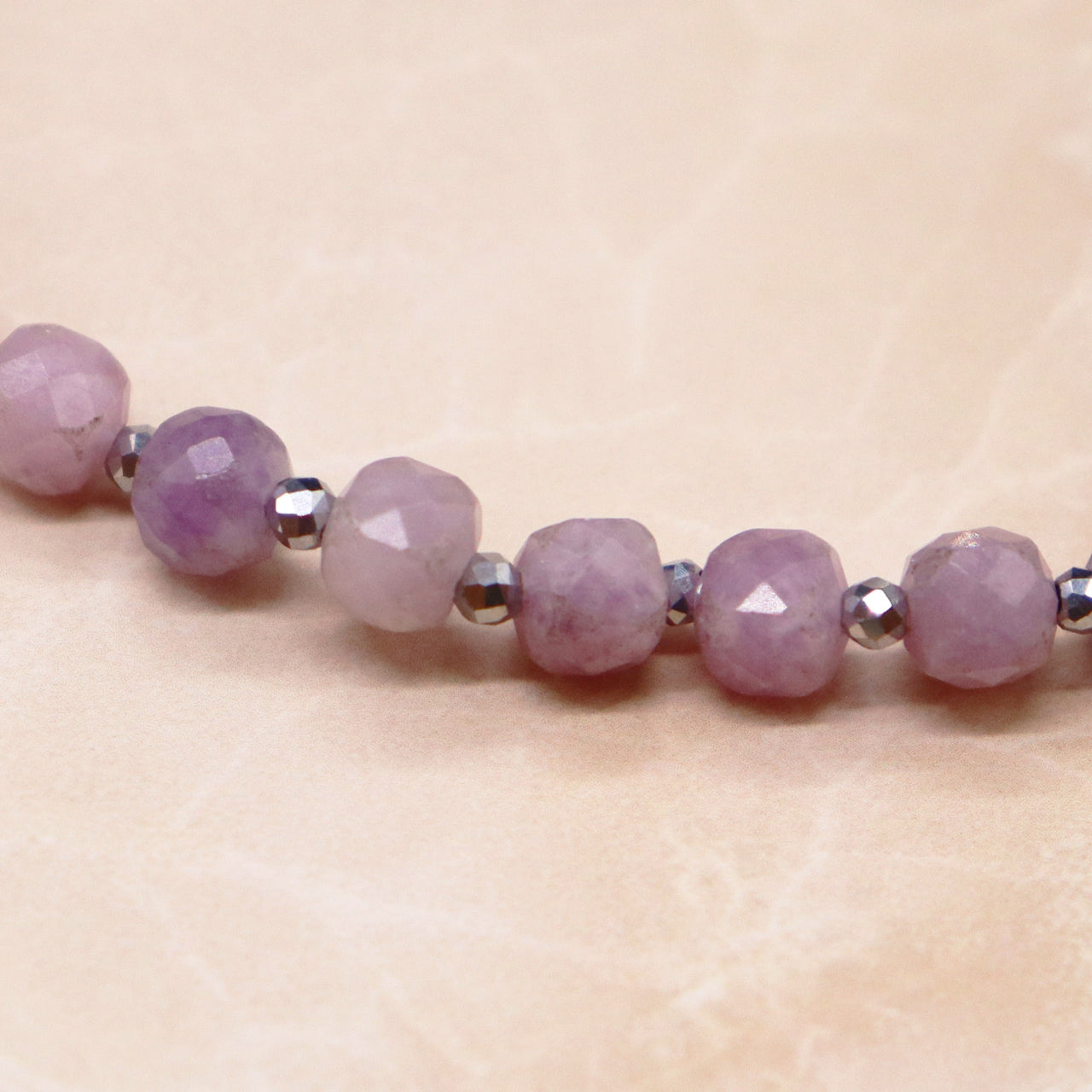 【Blooming Pink Roses】水紋天珠×ローズクォーツ×レピドライト ブレスレット