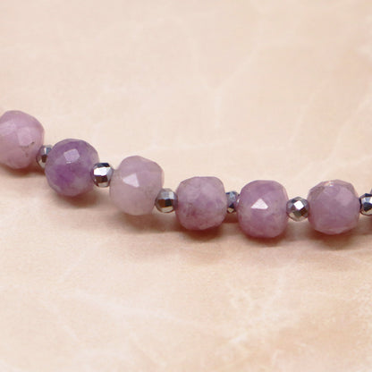 【Blooming Pink Roses】水紋天珠×ローズクォーツ×レピドライト ブレスレット