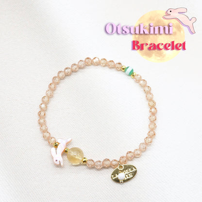 【Otsukimi Bracelet】ピンクシェル×シトリン×ジルコニア ブレスレット