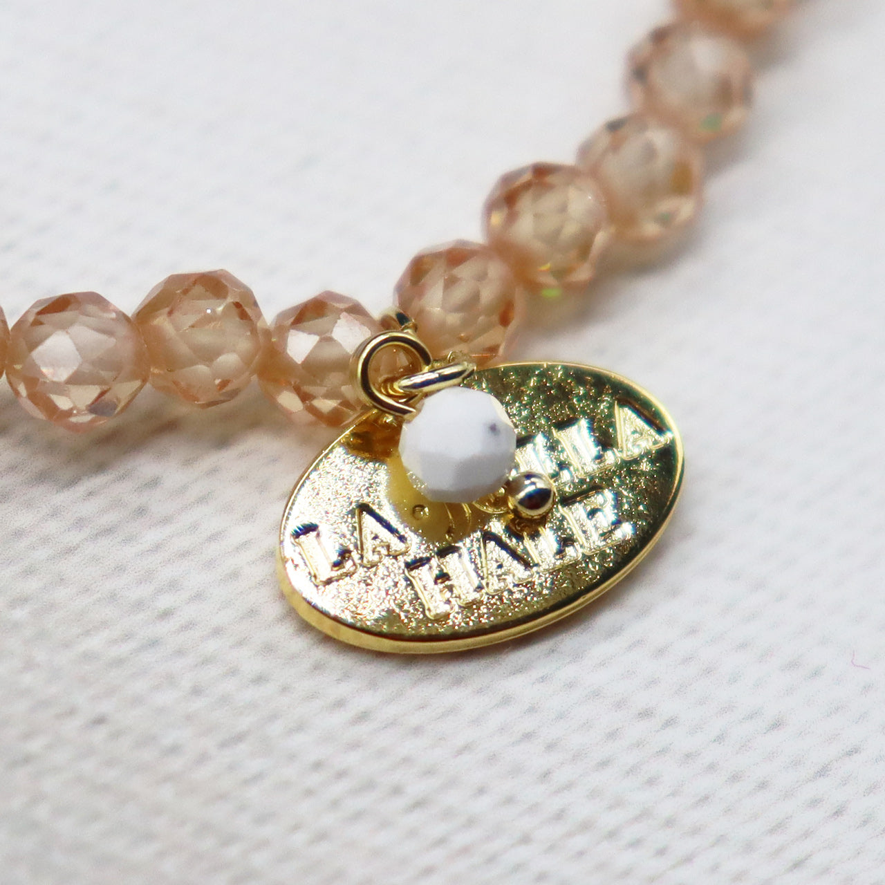 【Otsukimi Bracelet】ピンクシェル×シトリン×ジルコニア ブレスレット