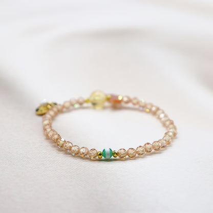 【Otsukimi Bracelet】ピンクシェル×シトリン×ジルコニア ブレスレット