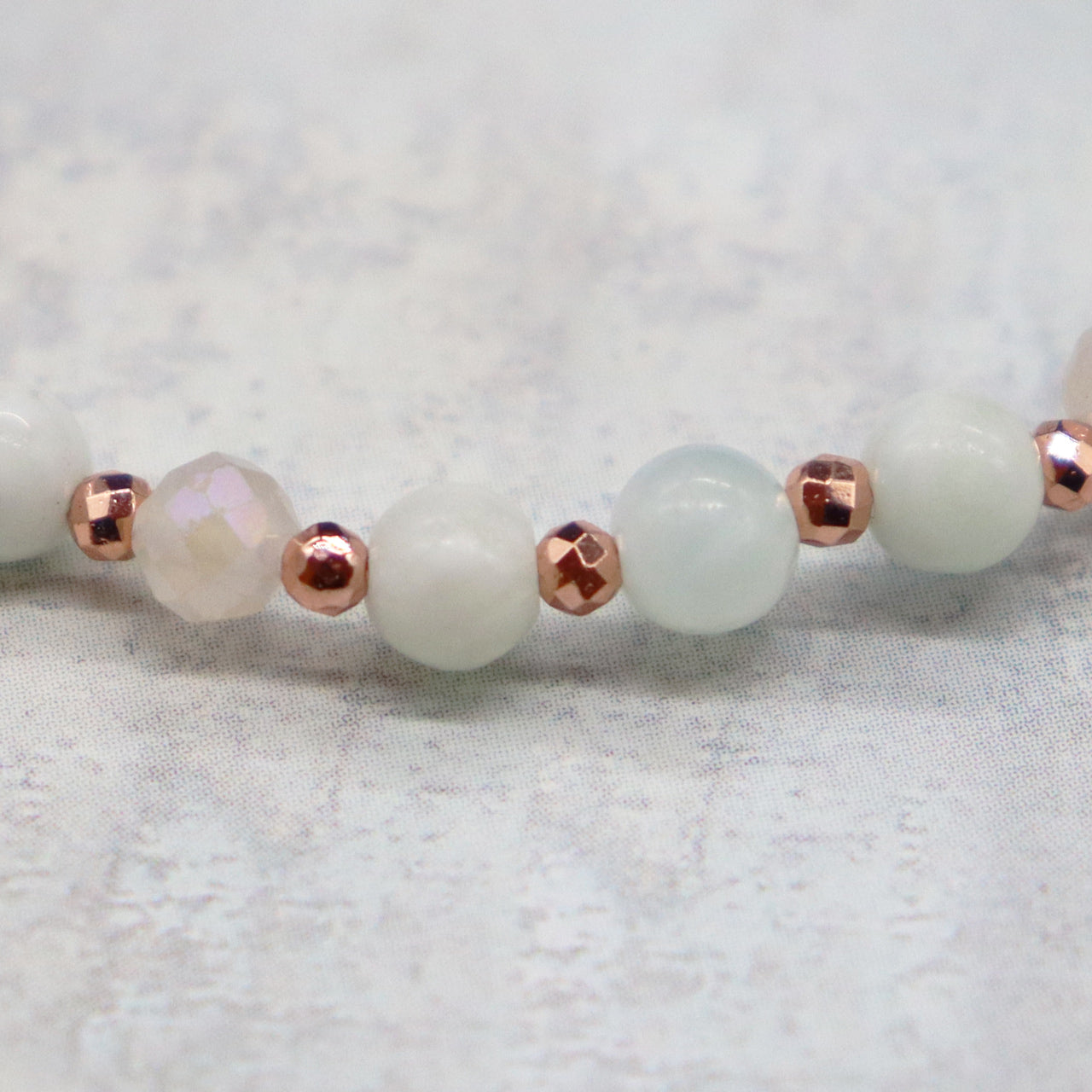 【Blooming Pink Roses】フラッシュローズクォーツ×グリーンアゲート×アラゴナイト ブレスレット