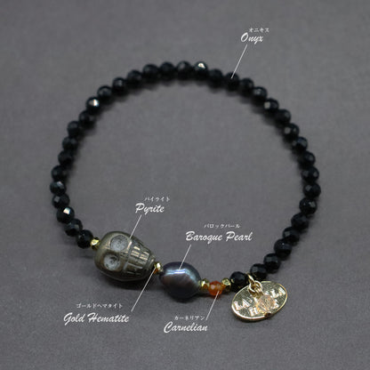 【2025 Halloween Limited Collection】パイライト×バロックパール×カーネリアン×オニキス ブレスレット