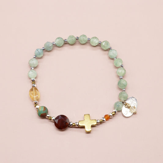 【Like a Honey Candy】亀甲天珠×シトリン×カイヤナイト×レッドタイガーアイ ブレスレット