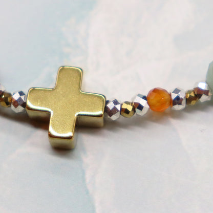 【Like a Honey Candy】亀甲天珠×シトリン×カイヤナイト×レッドタイガーアイ ブレスレット