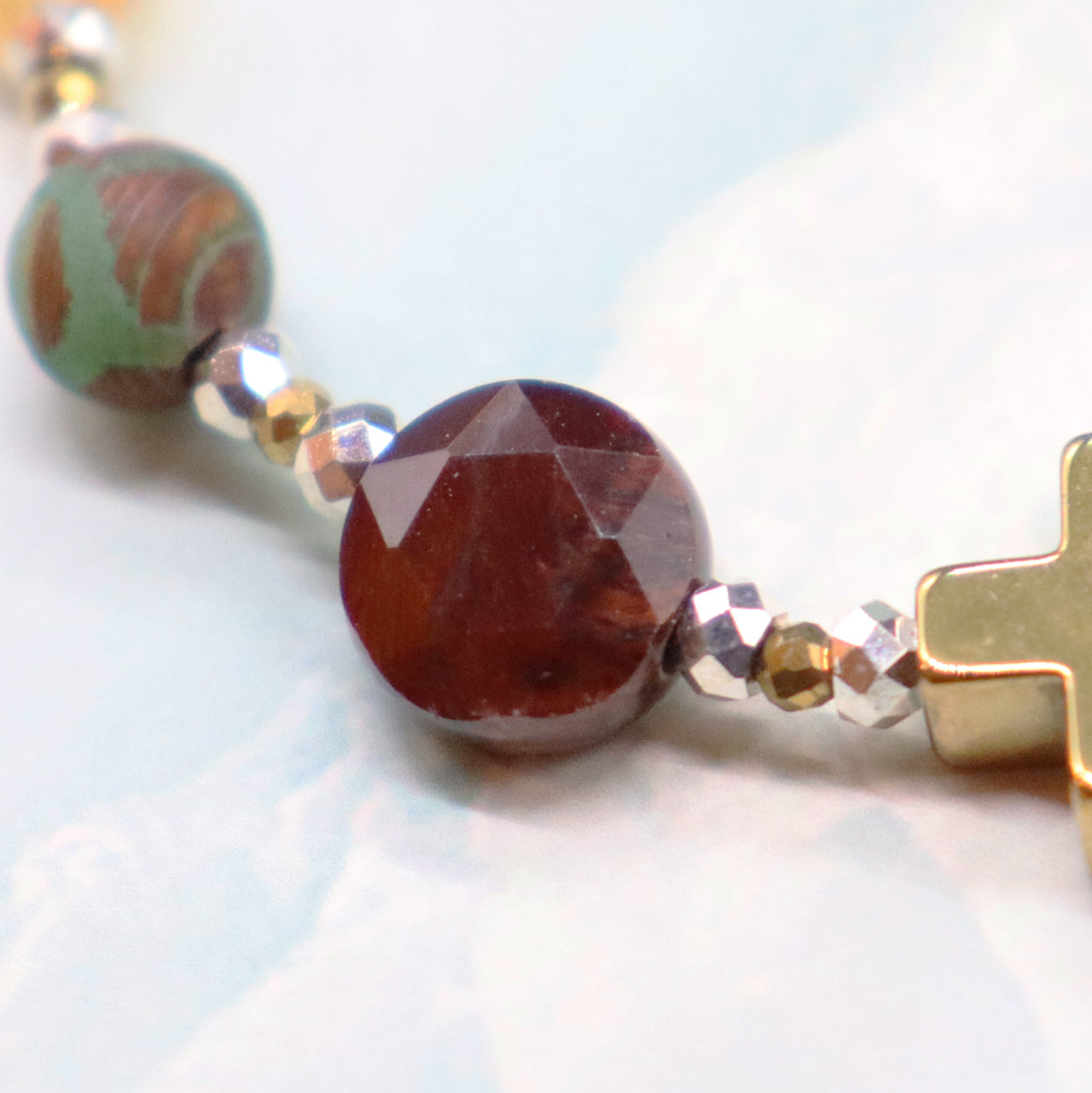 【Like a Honey Candy】亀甲天珠×シトリン×カイヤナイト×レッドタイガーアイ ブレスレット