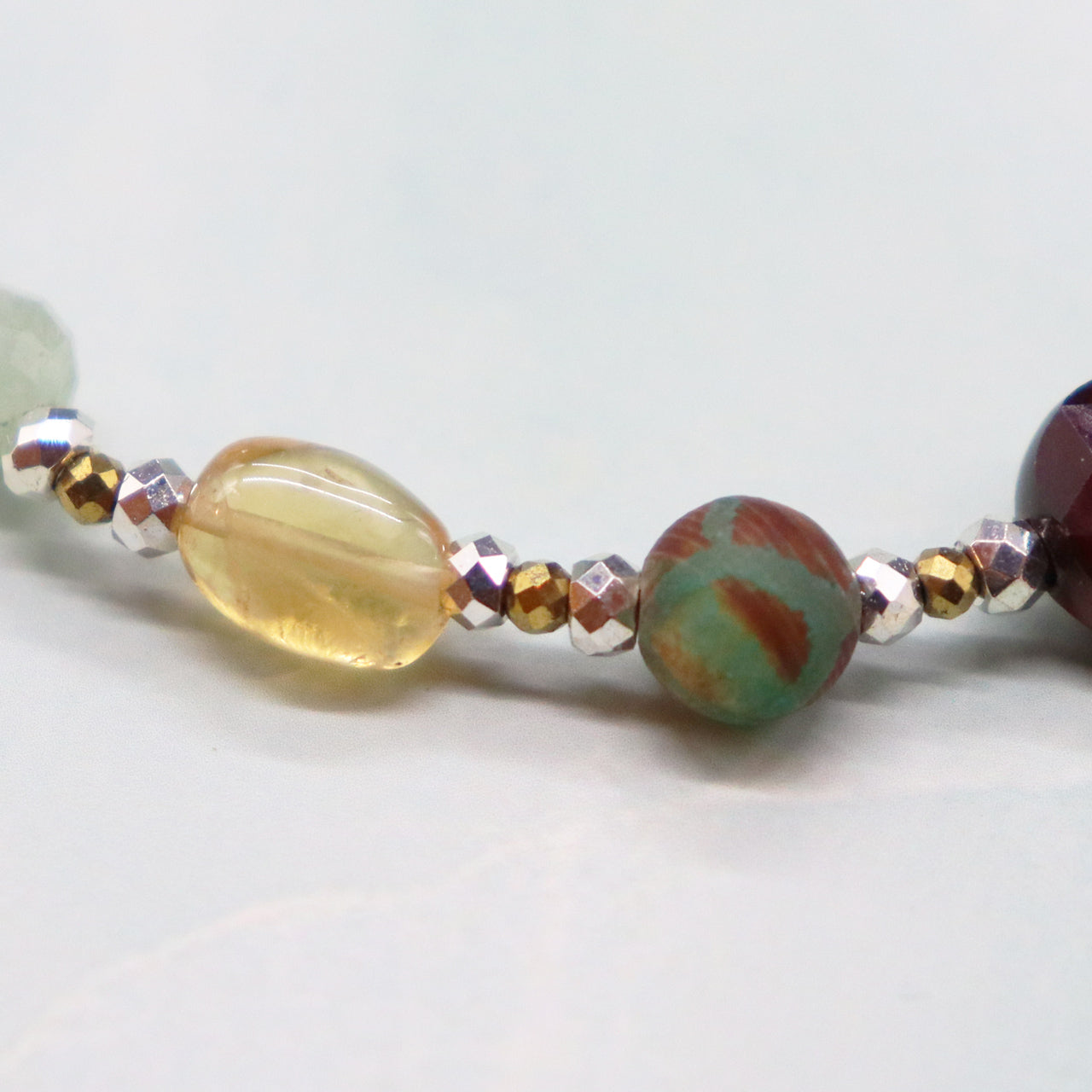 【Like a Honey Candy】亀甲天珠×シトリン×カイヤナイト×レッドタイガーアイ ブレスレット