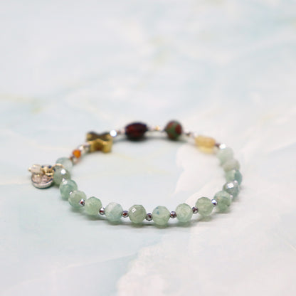 【Like a Honey Candy】亀甲天珠×シトリン×カイヤナイト×レッドタイガーアイ ブレスレット