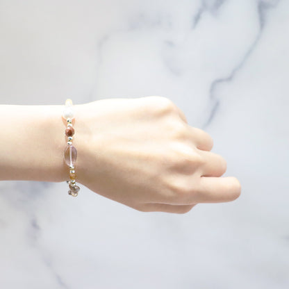 【Like a Honey Candy】水紋天珠×シトリン×アメトリン×バロックパール ブレスレット