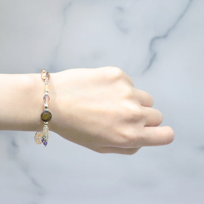 【Like a Honey Candy】水紋天珠×シトリン×アメトリン×バロックパール ブレスレット