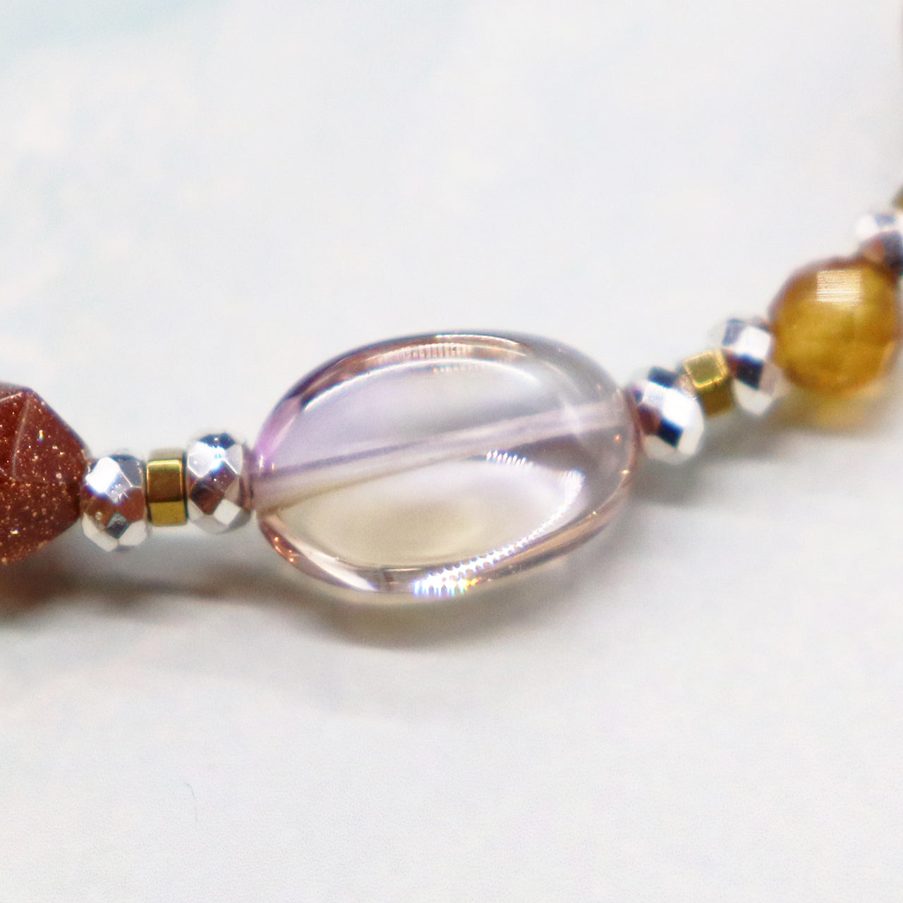 【Like a Honey Candy】水紋天珠×シトリン×アメトリン×バロックパール ブレスレット